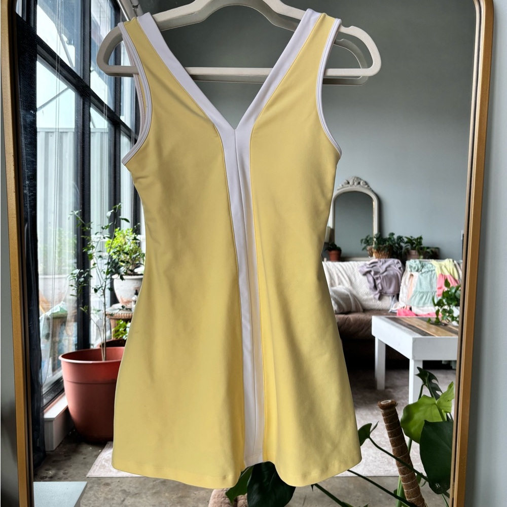 Yellow and White Sleeveless Athletic Dress